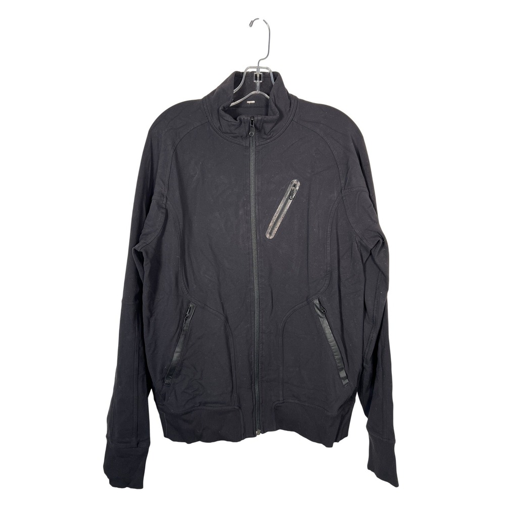 Lululemon Black‎ Full Zip Track Jacket Athletic Utility Pockets Mens L/XL